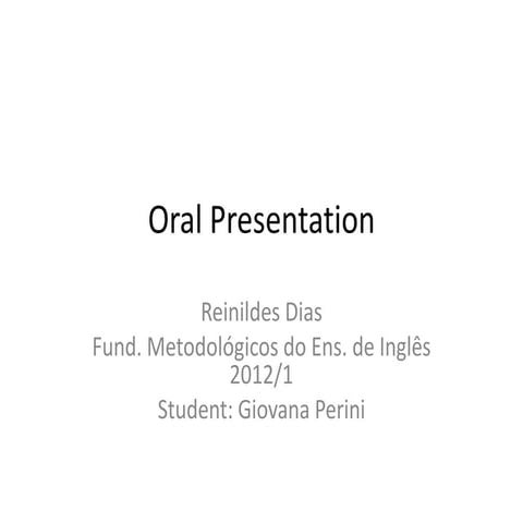 Oral presentation
