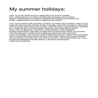 Oral presentation (my summer holidays)