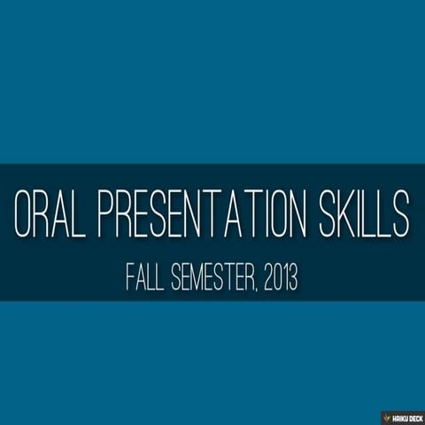 Oral Presentation Skills Syllabus