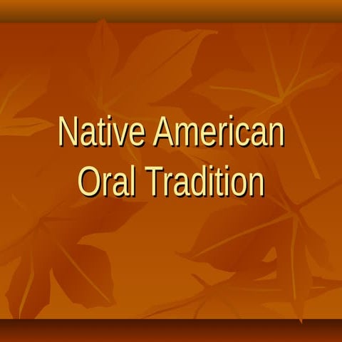 Oral Tradition PPT 