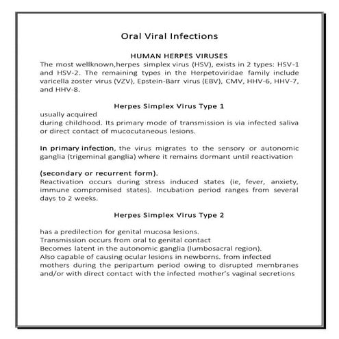 Oral viral infections