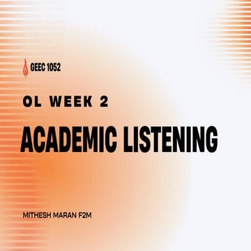 ACADEMIC LISTENING OL WEEK 2 ENGLISH PPISMP | PDF
