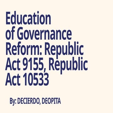 RA 9155 or Governance of Basic Education Act of 2001 | PDF
