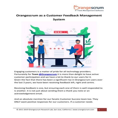 Orangescrum as a Customer Feedback Management System