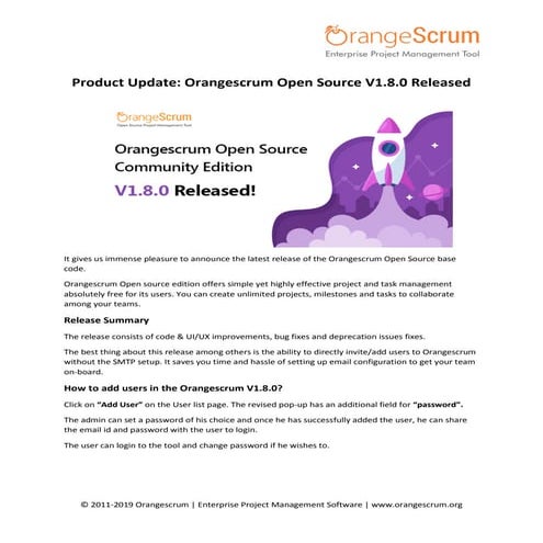 Orangescrum open source v1.8.0 released