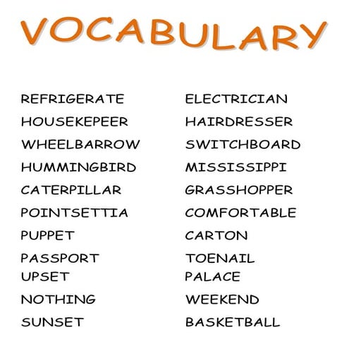 Orange vocabulary
