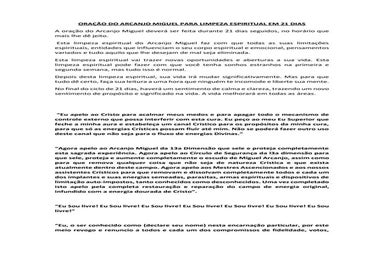 Oração do arcanjo miguel para limpeza espiritual em 21 dias