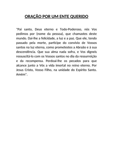 Oração Por Um Ente Querido | DOCX