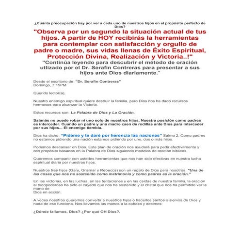Guia diaria de oracion por nuestros hijos | PDF