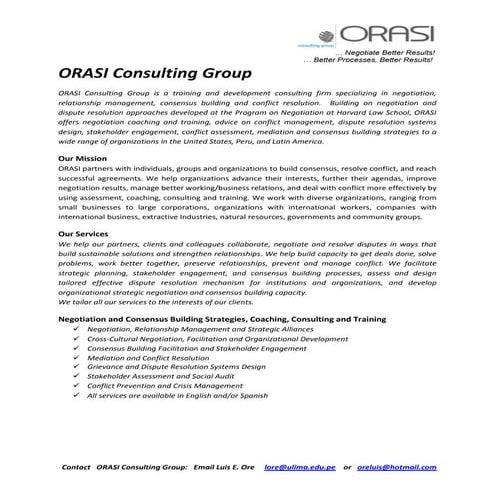Orasi consulting group Services 2018
