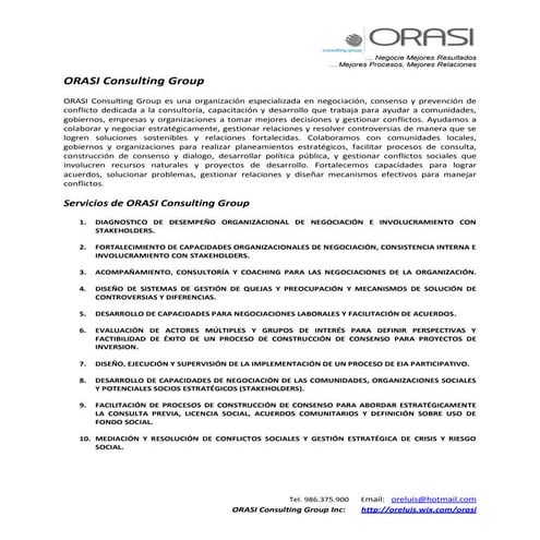   Orasi Consulting Group  Servicios