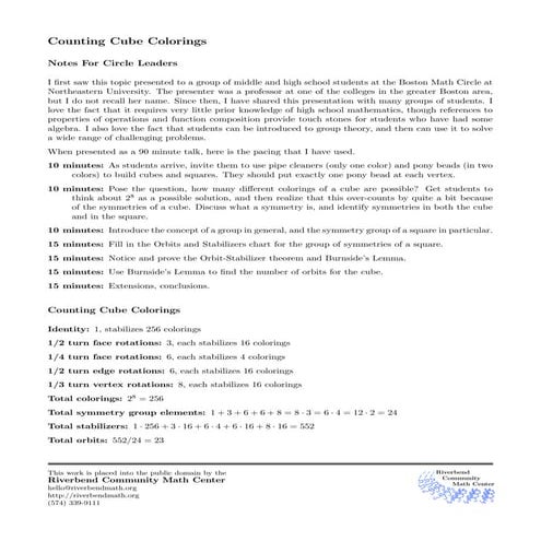 Orbit stabilizer theorem_chart_answer_key | PDF