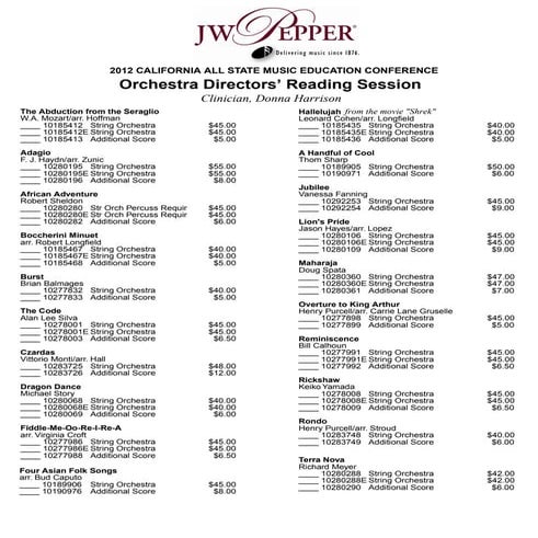 Orchestra Directors' Reading Session Handout | PDF