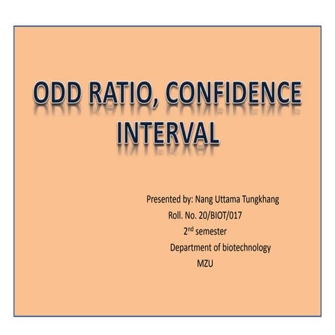 Odds ratio and confidence interval