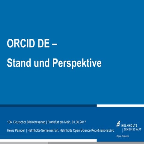 ORCID DE –  Stand und Perspektive