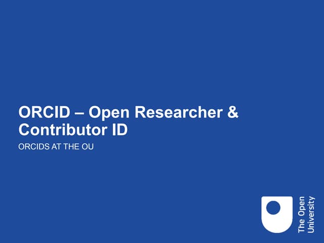 ORCIDS - Open Researcher & Contributor IDs