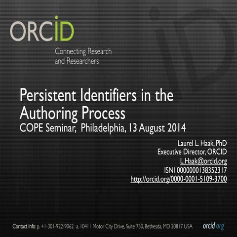 Persistent Identifiers in the Authoring Process