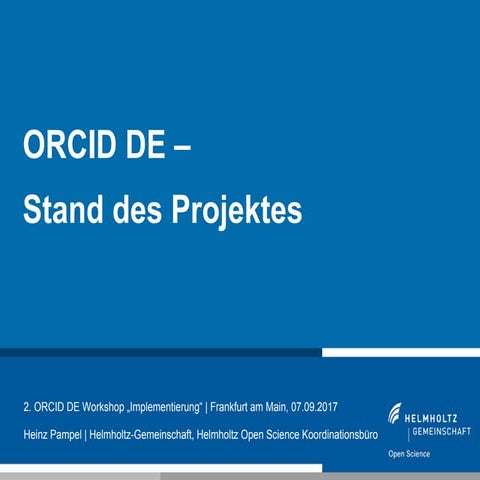 ORCID DE – Stand des Projektes