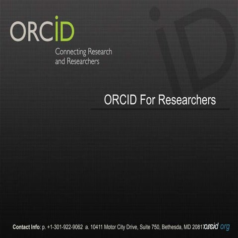 Brief overview of ORCID for researchers