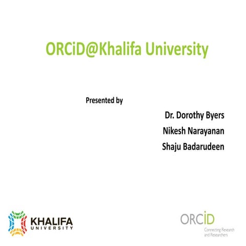 ORCID @ Khalifa University