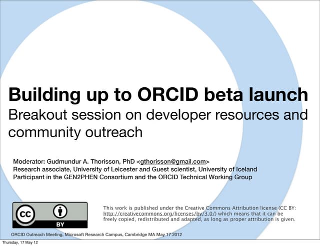 ORCID Outreach Meeting dev breakout session