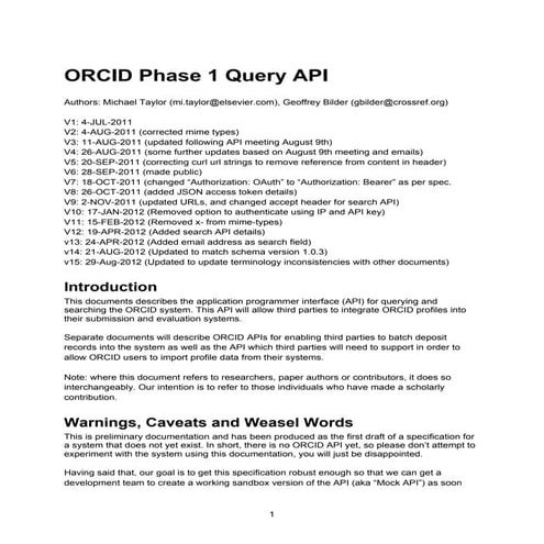 ORCID Query API Phase 1