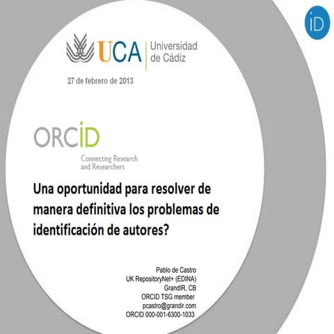 ORCID: Una oportunidad para resolver de manera definitiva los problemas de id...