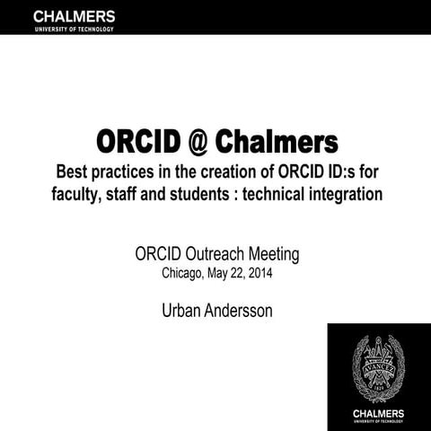 ORCID technical integration at Chalmers