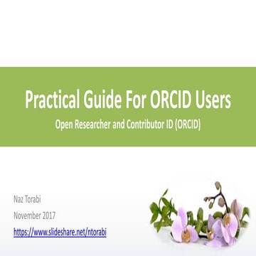 Practical Guide for ORCID Users 