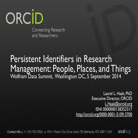 Persistent Identifiers in Research Management: People, Places and Things