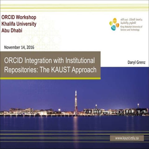 ORCID Integration with Institutional Repositories (D. Grenz)