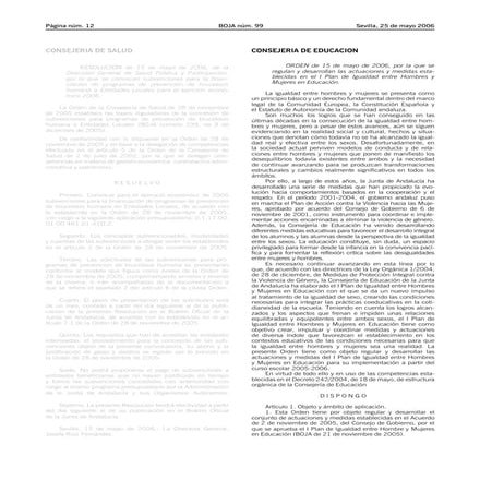 Orden 15 5-2006 actuaciones plan igualdad
