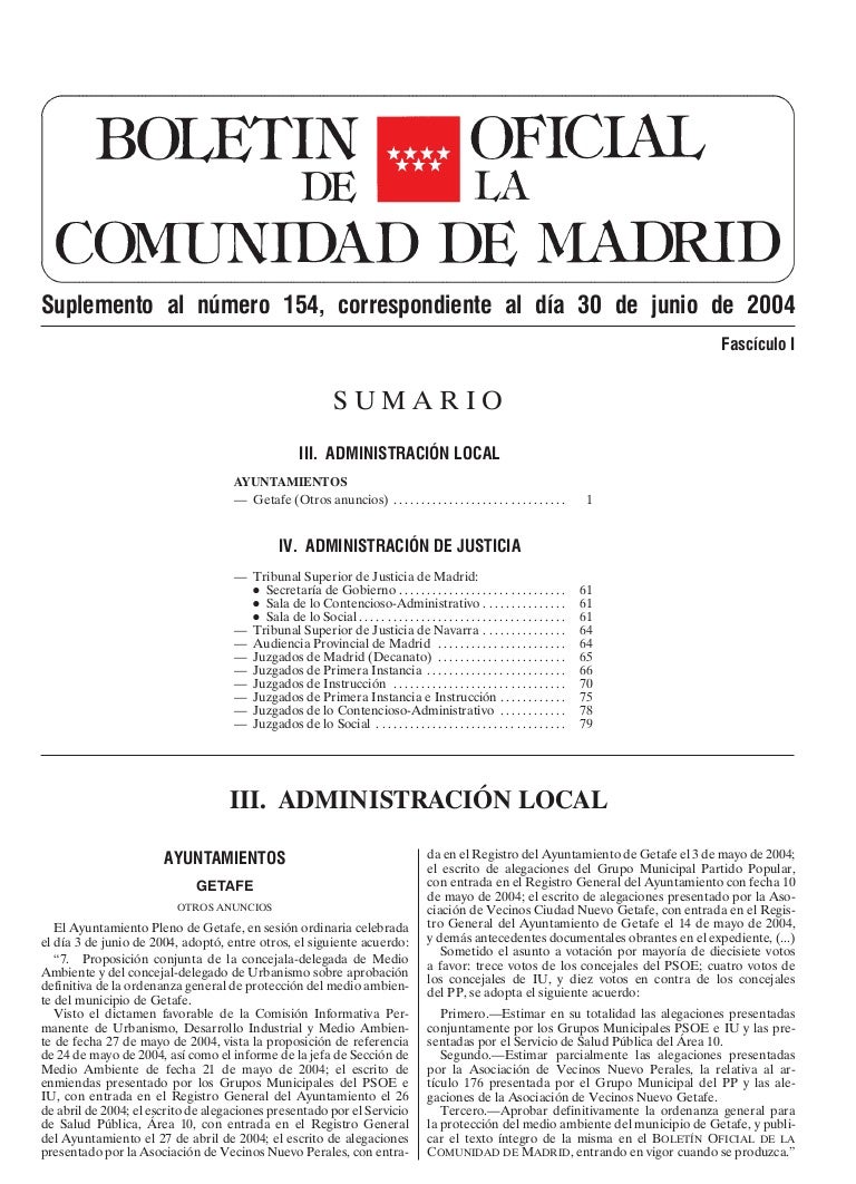 ORDENANZA GENERAL PARA LA PROTECCIÓN DEL MEDIO AMBIENTE DE GETAFE ORDENANZA GENERAL PARA LA PROTECCIÓN DEL MEDIO AMBIENTE DE GETAFE