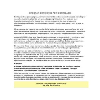 Ordenar oraciones para significado