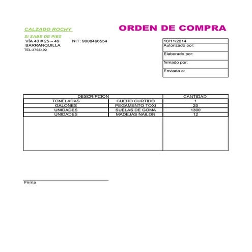 Orden de compra | PDF