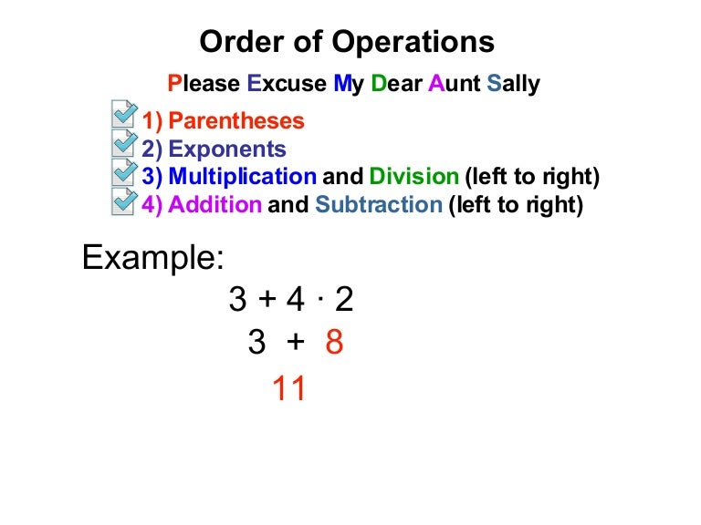 Order Of Operations Order Of Operations