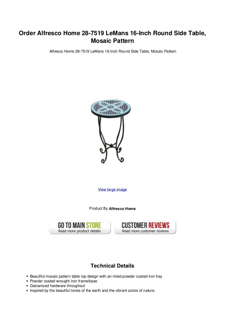 Order Alfresco Home 28 7519 Le Mans 16 Inch Round Side Table Mosaic P