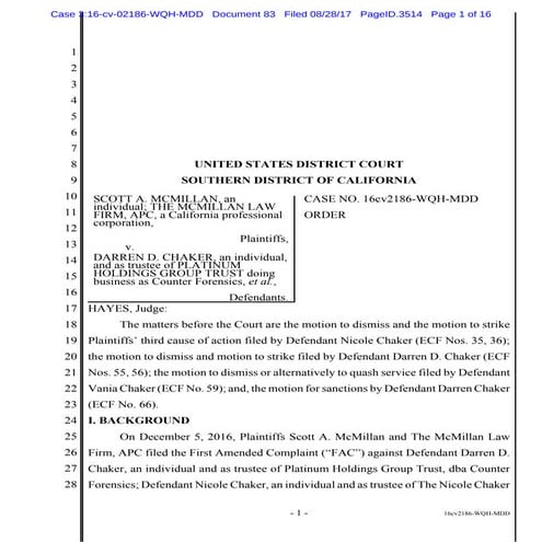 Order Dismissing RICO Darren Chaker | PDF