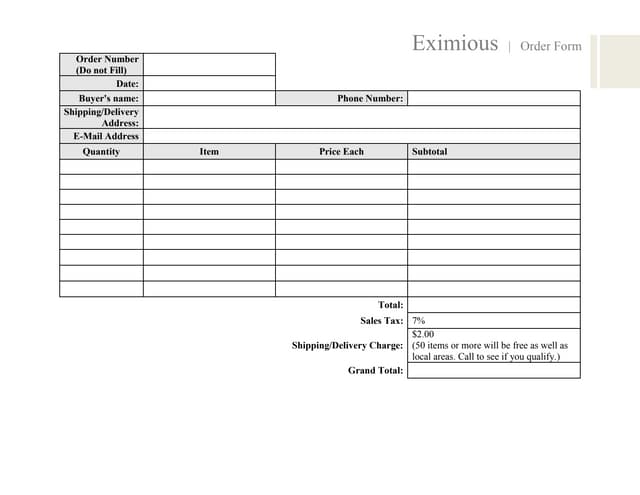 Order form