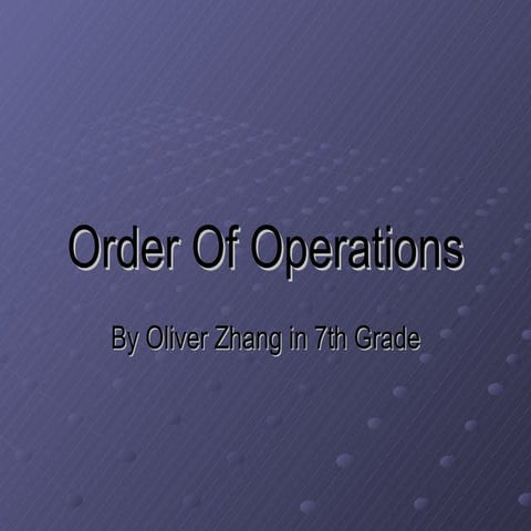 Order Of Operations