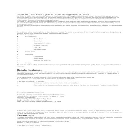 Order to cash flow cycle in order management in detail
