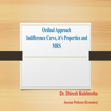Ordinal utility indifference curve properties and MRS