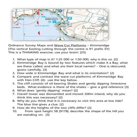 Ordnance survey maps and wave cut platforms – kimmeridge think