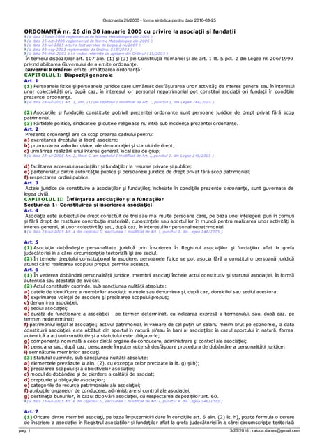 Ordonanta 26 2000 Forma Sintetica Pentru Data 2016 03 25