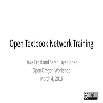 Train-the-Trainer: OR Community Colleges Open Textbook Workshop