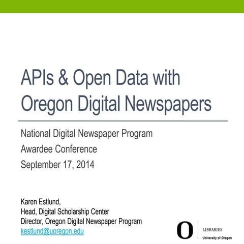 APIs & Open Data with Oregon Digital Newspapers