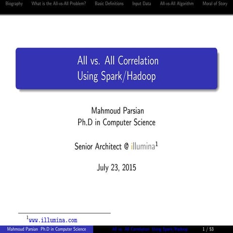 All vs. All Correlation Using Spark/Hadoop