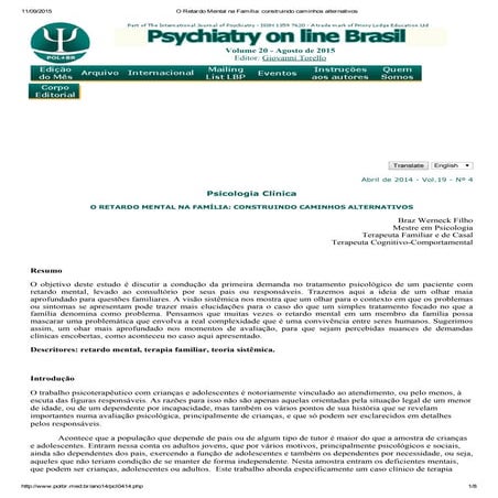 O retardo mental na família  construindo caminhos alternativos