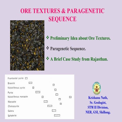 Ore texture and paragenesis krishanu