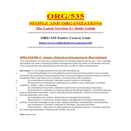 Org 535 wk 4 apply signature assignment recruitment | PDF